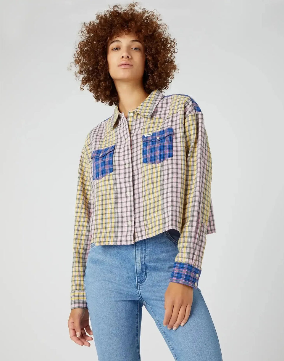 Wrangler Women's Multicolor Checkered Button-Down Long Sleeve Shirt | Wrangler In Lebanon