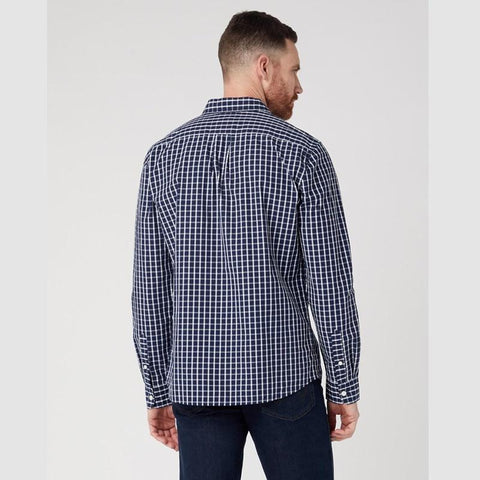 Wrangler Men's White & Navy 1 Pocket Striped Shirt | Wrangler In Lebanon