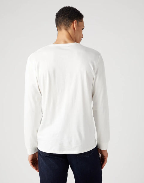 Wrangler Men's White Americana Tea Crew Neck Long Sleeve Blouse | Wrangler In Lebanon