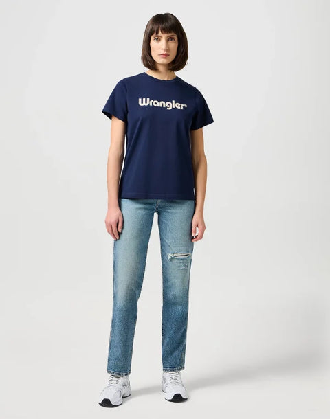 Wrangler Women's Blue Tainted Wash Mom Straight Jeans | Wrangler In Lebanon