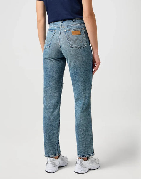 Wrangler Women's Blue Tainted Wash Mom Straight Jeans | Wrangler In Lebanon