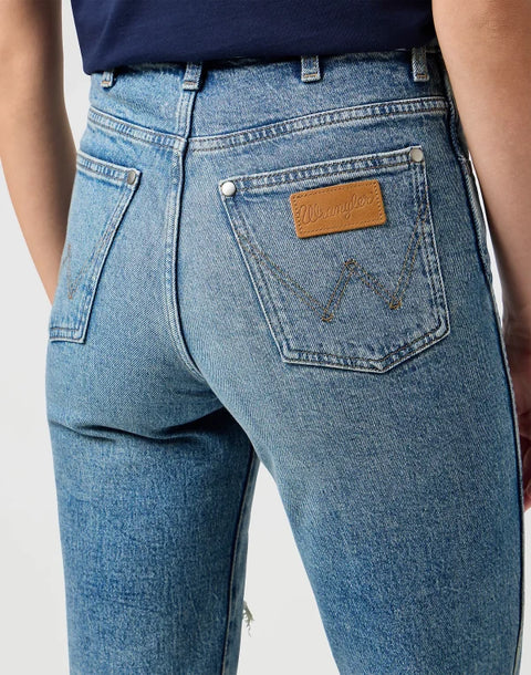 Wrangler Women's Blue Tainted Wash Mom Straight Jeans | Wrangler In Lebanon