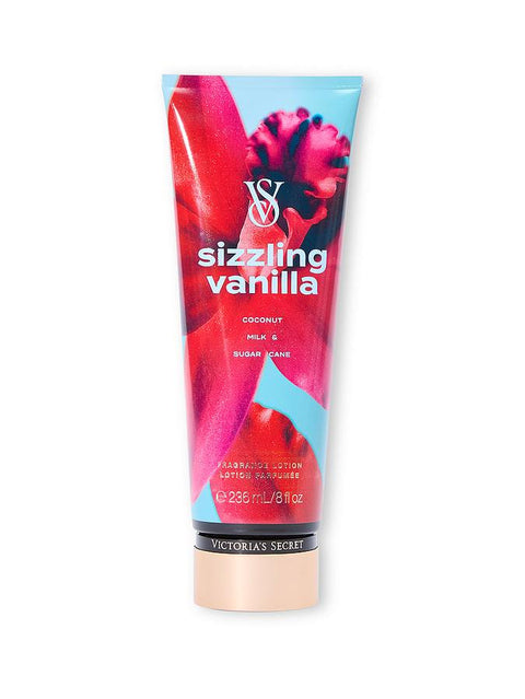 Victoria's Secret 'Sizzling Vanilla' lotion tube on a white background