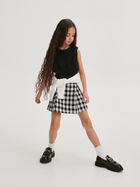 Reserved Girl's White & Black Pleated Skirt | Reserved In Lebanon