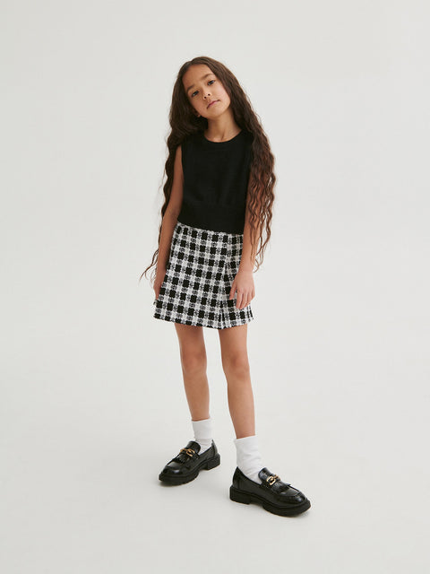 Reserved Girl's White & Black Pleated Skirt | Reserved In Lebanon