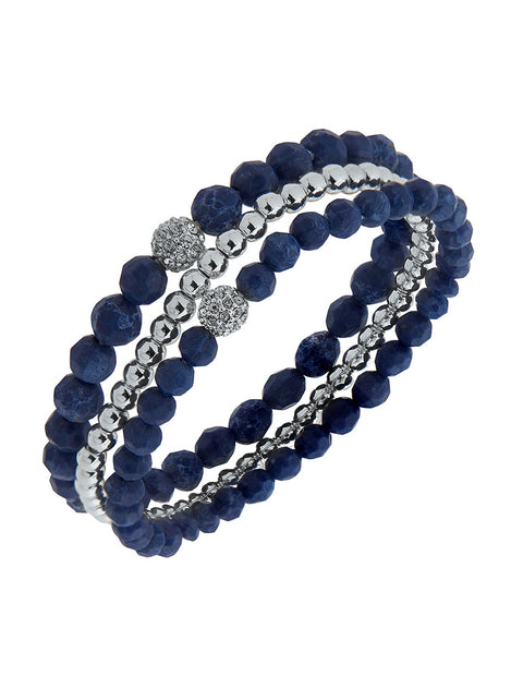 Anne Klein Women's Silver & Navy Multi-bracelet with pavé finish |Anne Klein In Lebanon