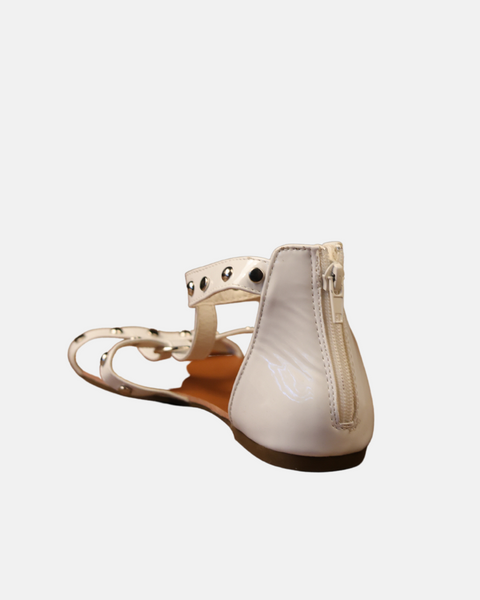 Obsel Women's White Sandals With Stones On Bands SI390