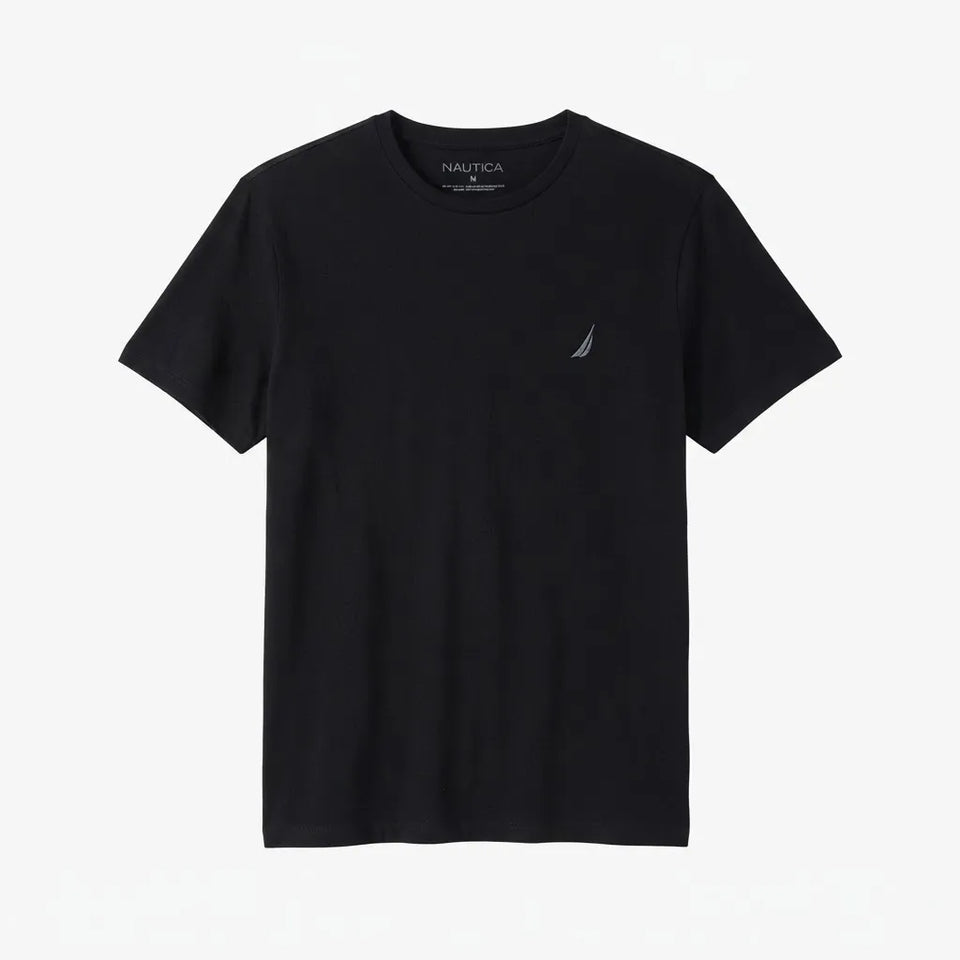Nautica Men's Black Crewneck Small Logo Gray Short-Sleeve T-Shirt