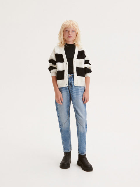 Reserved Girl's White & Black Stripe Cardigan | Reserved In Lebanon
