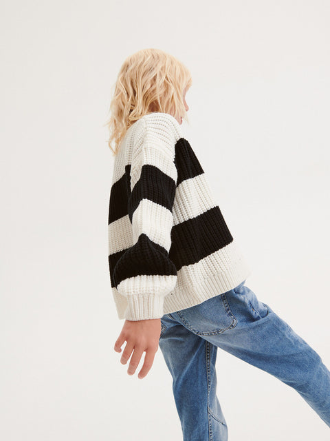 Reserved Girl's White & Black Stripe Cardigan | Reserved In Lebanon