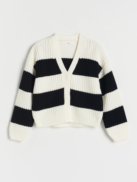 Reserved Girl's White & Black Stripe Cardigan | Reserved In Lebanon