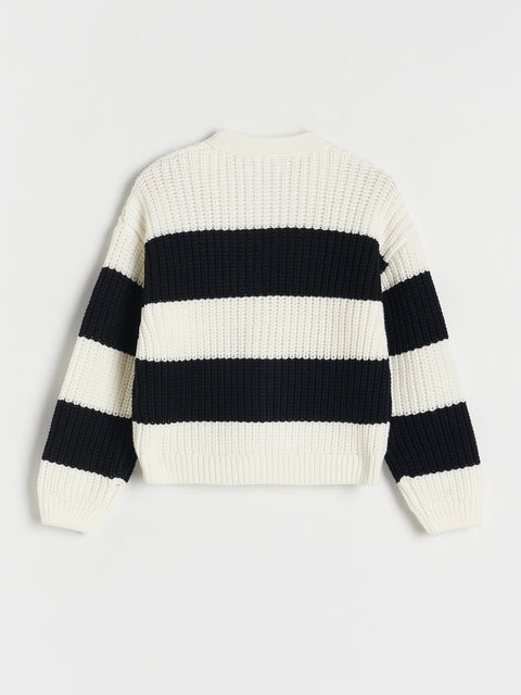 Reserved Girl's White & Black Stripe Cardigan | Reserved In Lebanon