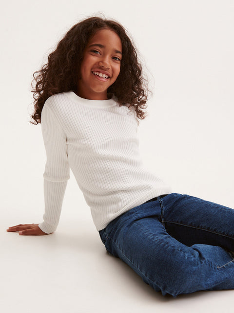 Reserved Girl's Off White Rib Knit Sweater | Reserved In Lebanon