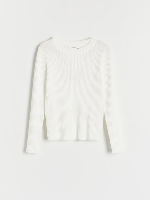 Reserved Girl's Off White Rib Knit Sweater | Reserved In Lebanon