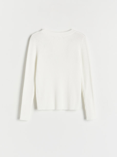Reserved Girl's Off White Rib Knit Sweater | Reserved In Lebanon