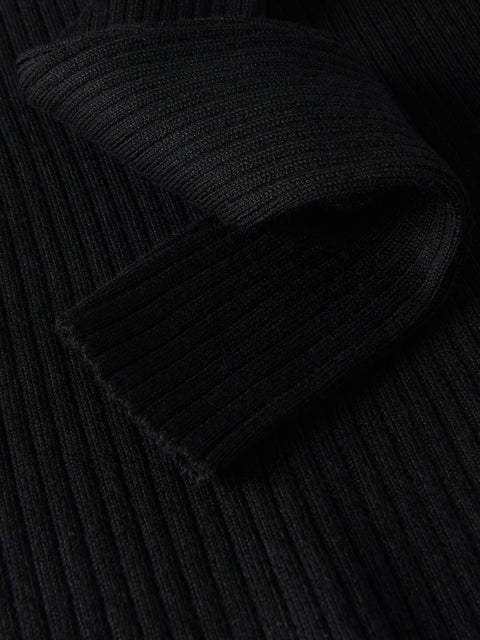 Close-up of black ribbed fabric texture