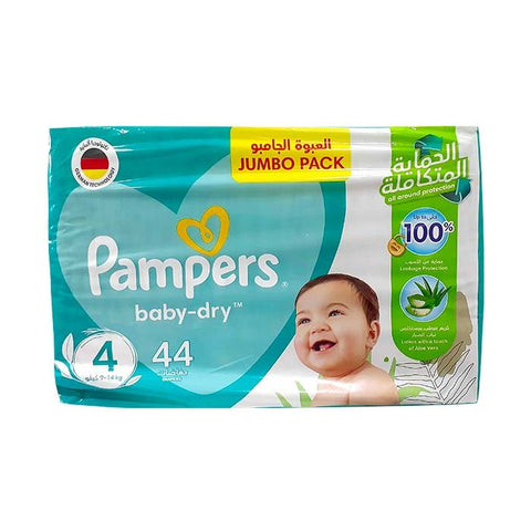 Pampers Baby Dry Diapers Size 4  9-14 Kg Jambo Pack 44 Diapers