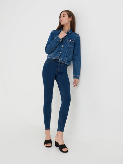 Sinsay Women's Dark Blue Mid Waist Skinny Jeans|Sinsay In Lebanon