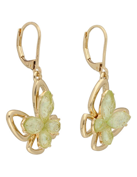 Anne Klein Women's Gold & Green Crystal Inlaid Butterfly Drop Earrings | Anne Klein In Lebanon
