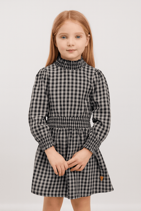 POMPdeLUX Girl's Navy & Night Blue Long Sleeve Dress | POMPdeLUX in Lebanon