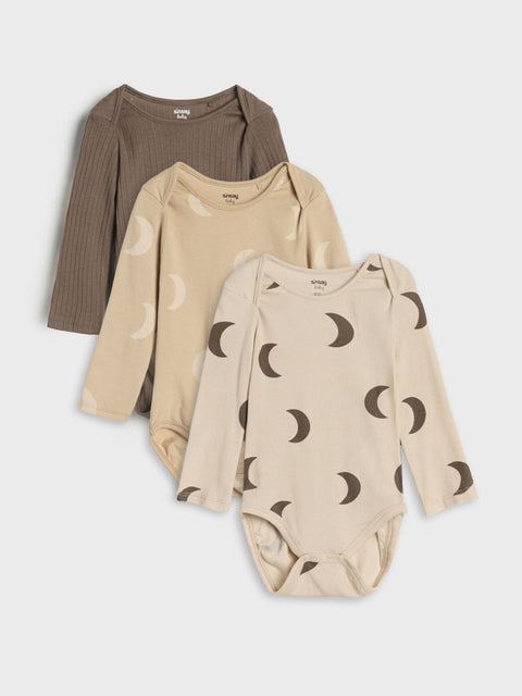 Sinsay Baby Boy's Beige & Brown Pack Of 3 Moon Printed Bodysuits | Sinsay In Lebanon