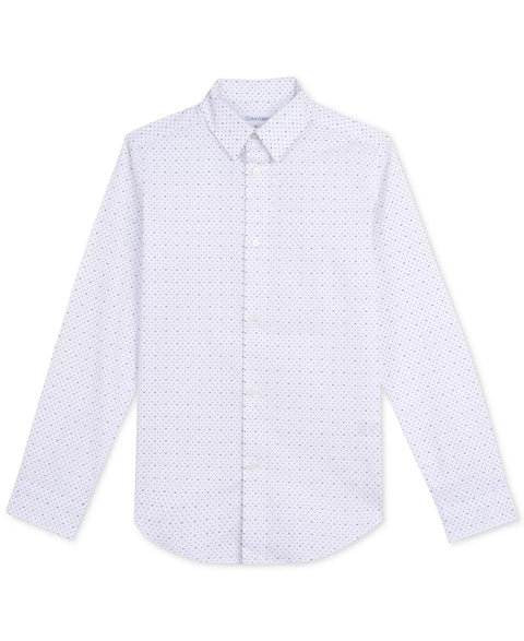 Calvin Klein Boy's White Slim-Fit Stretch Logo Dress Shirt | Calvin Klein In Lebanon