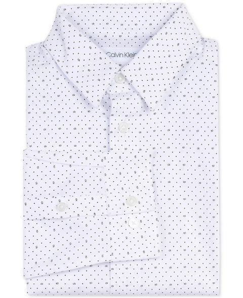 Calvin Klein Boy's White Slim-Fit Stretch Logo Dress Shirt | Calvin Klein In Lebanon