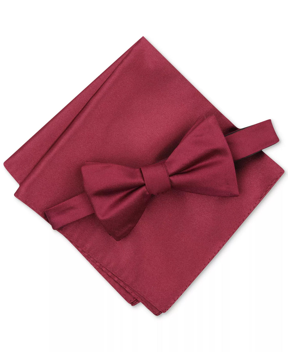 Alfani Men's Faded Rose Solid Textured Pre-Tied Bow Tie & Solid Textured Pocket Square Set|AlfaniIn Lebanon
