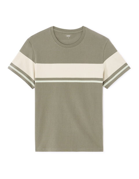 Celio Men's Two-Tone Khaki T-Shirt | Celio In Lebanon