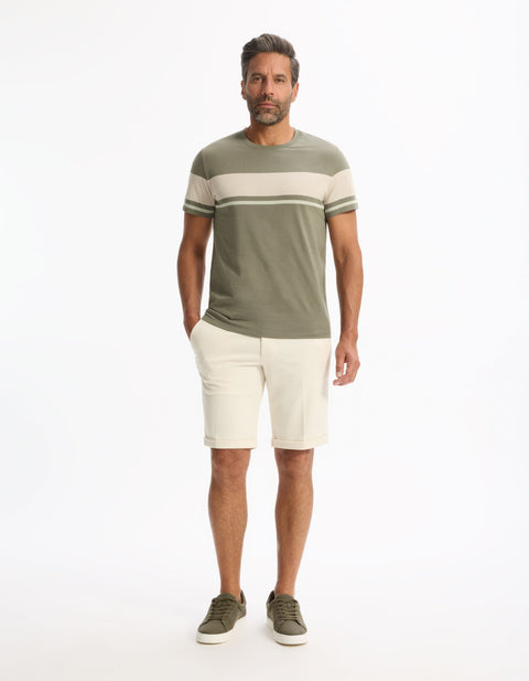 Celio Men's Two-Tone Khaki T-Shirt | Celio In Lebanon