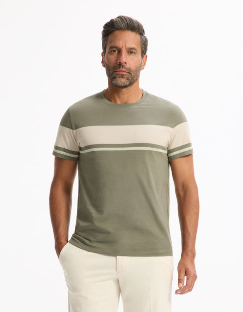 Celio Men's Two-Tone Khaki T-Shirt | Celio In Lebanon