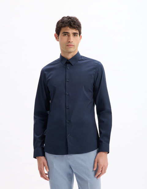 Celio Men's Navy Slim Fit Stretch Shirt | Celio In Lebanon