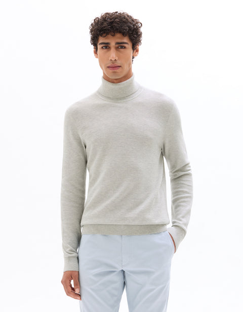 Celio Men's Gray Cotton Roll Neck Pique Sweater|Celio In Lebanon