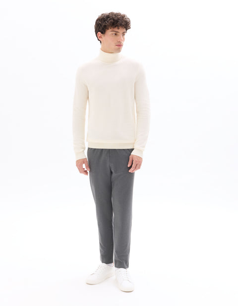 Celio Men's Ecru Slim-Fit Turtleneck Sweater|Celio In Lebanon