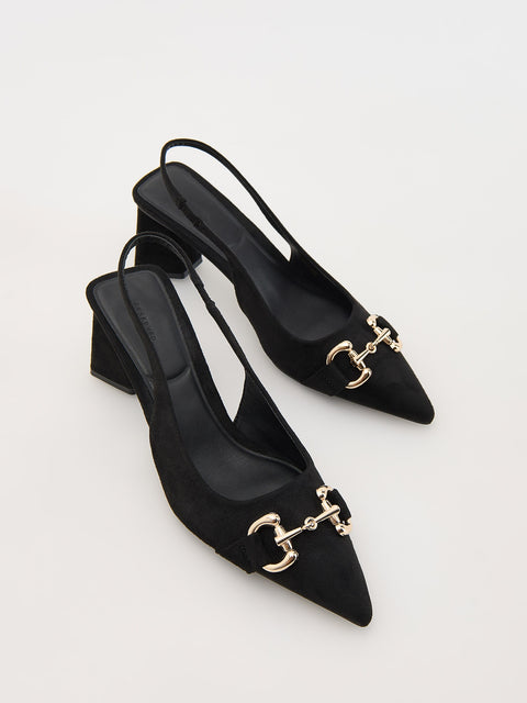 Reserved Women's Black Pumps With Buckle Detail Heels | Reserved In Lebanon