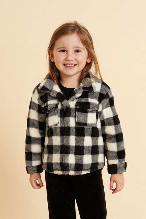Speechless Girl's Black & White Long Sleeve Fur Jacket| Speechless In Lebanon