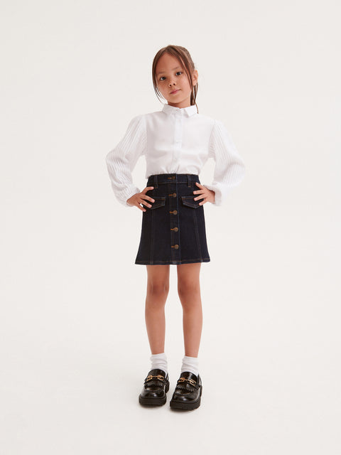 Reserved Girl's White Shirt With Decorative Sleeves | Reserved In Lebanon