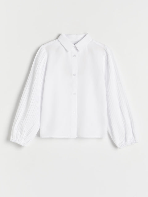 Reserved Girl's White Shirt With Decorative Sleeves | Reserved In Lebanon