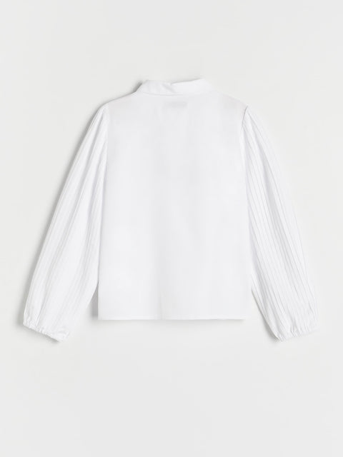 Reserved Girl's White Shirt With Decorative Sleeves | Reserved In Lebanon