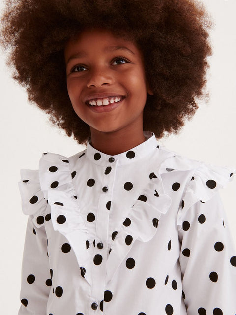Reserved Girl's White & Black Printed Shirt | Reserved In Lebanon