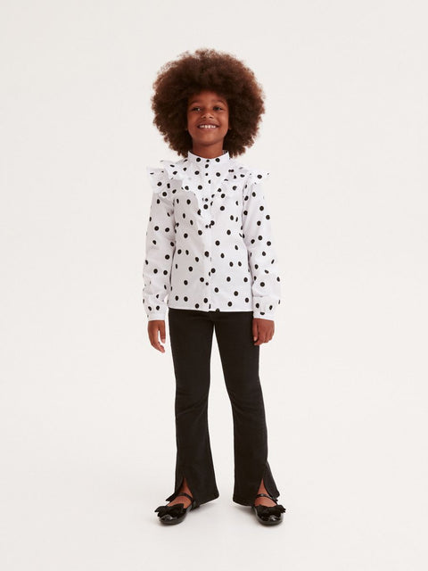Reserved Girl's White & Black Printed Shirt | Reserved In Lebanon