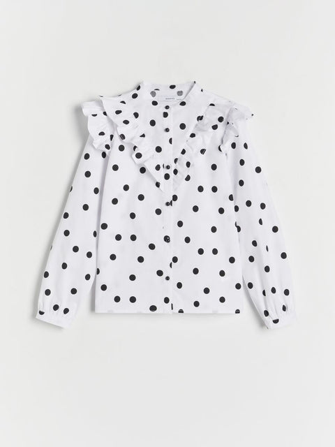Reserved Girl's White & Black Printed Shirt | Reserved In Lebanon