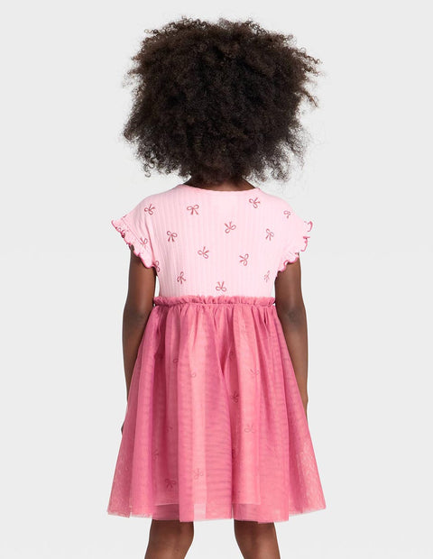 Cat & Jack Girl's Pink Short Sleeve Ribbed Tulle Dress  | Cat & Jack in Lebanon