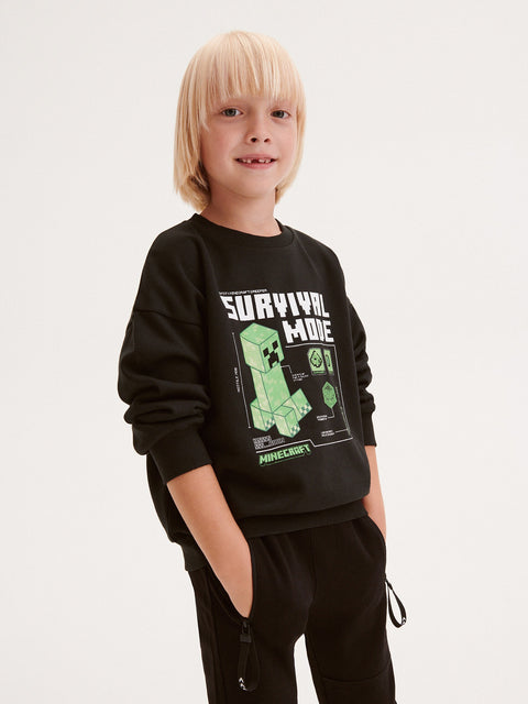 Reserved Boy's Black Graphic Printed Sweatshirt | Reserved In Lebanon