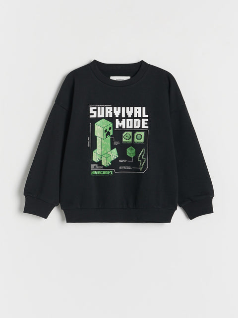 Reserved Boy's Black Graphic Printed Sweatshirt | Reserved In Lebanon