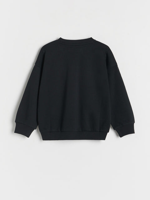 Reserved Boy's Black Graphic Printed Sweatshirt | Reserved In Lebanon