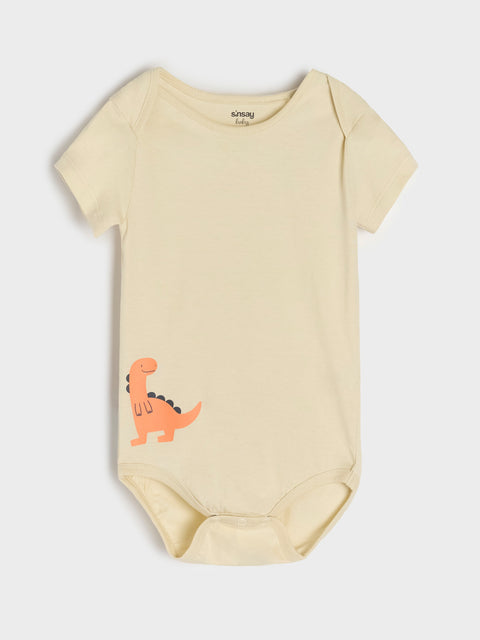 Sinsay Baby Boy's Cream/Green Pack of 3 Short Sleeve Bodysuit    |Sinsay  in Lebanon