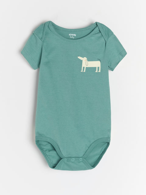 Sinsay Baby Boy's Cream/Green Pack of 3 Short Sleeve Bodysuit    |Sinsay  in Lebanon