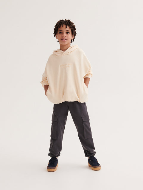 Reserved Boy's Beige Oversized Hoodie With Embroidery Detail | Reserved In Lebanon