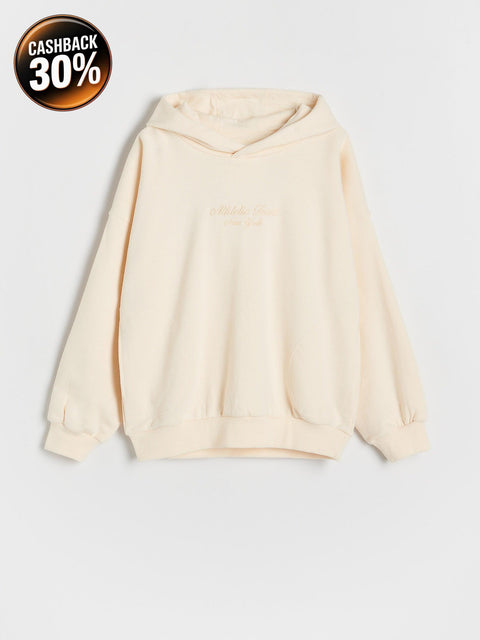 Reserved Boy's Beige Oversized Hoodie With Embroidery Detail | Reserved In Lebanon